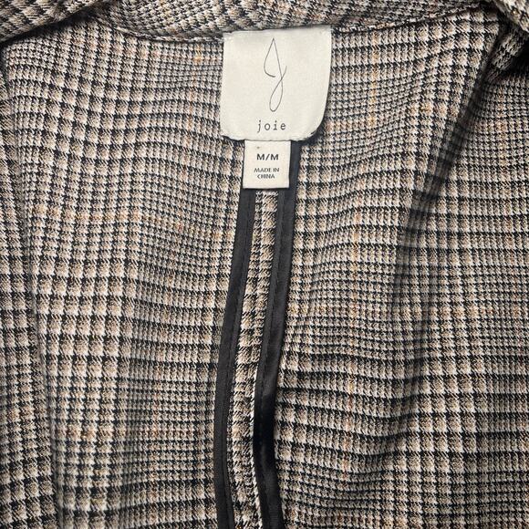 Joie Black White Plaid Open Front Blazer Jacket Size Medium - Picture 3 of 4
